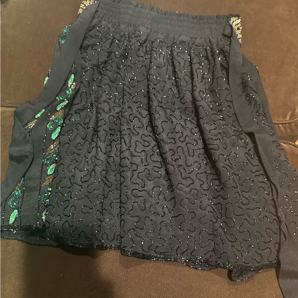 BEADED SILK Skirt in Black, Green & Gold Girls Sz 12. - Picture 11 of 15